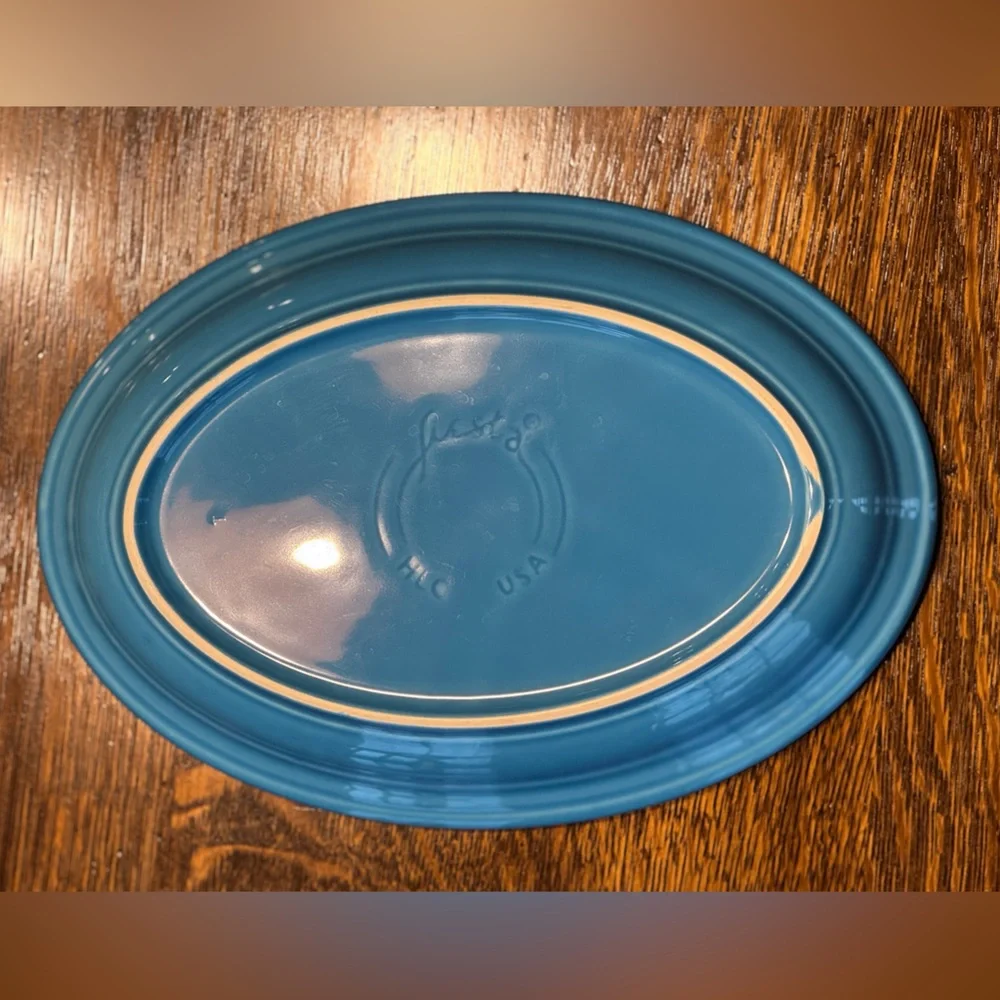 Vintage Fiestaware, Oval (Retired Color, Peacock, REPLACEMENT Platter). GMC
